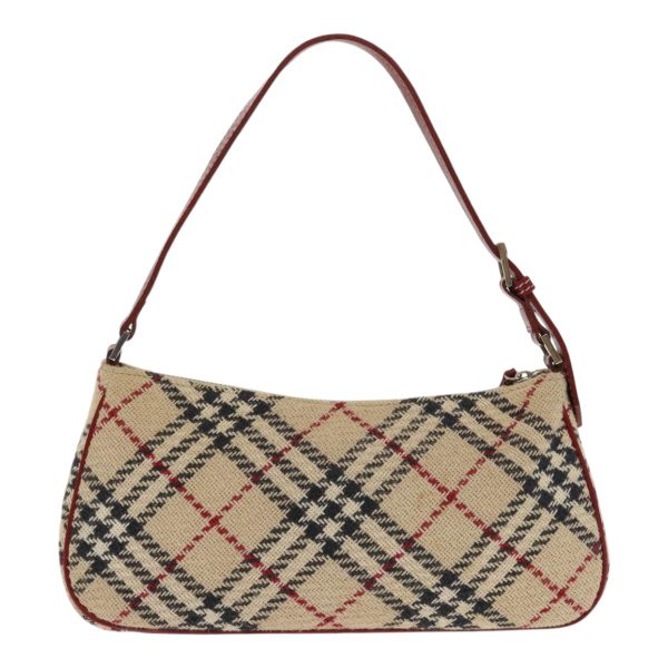 BURBERRY Nova Check Blue Label Hand Bag Canvas Beige Red SilverNew kk355 Online Sale