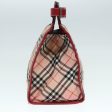 BURBERRY Nova Check Blue Label Hand Bag Nylon Leather Red Pink SilverNew 90265 Hot on Sale