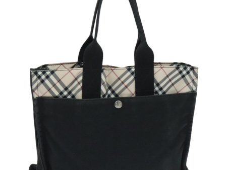 BURBERRY Nova Check Blue Label Hand Bag Canvas Black Beige SilverNew hs1687 on Sale