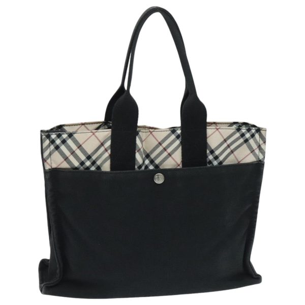 BURBERRY Nova Check Blue Label Hand Bag Canvas Black Beige SilverNew hs1687 on Sale