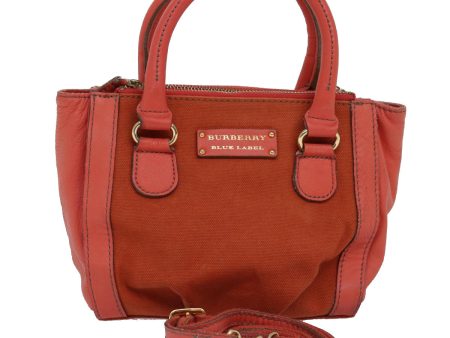 BURBERRY Blue Label Hand Bag Canvas 2way OrangeNew bs14381 Fashion