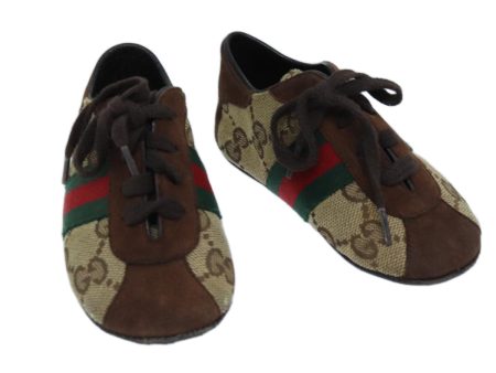 GUCCI GG Canvas Web Sherry Line Baby Shoes Beige Red Green 72077 Fashion