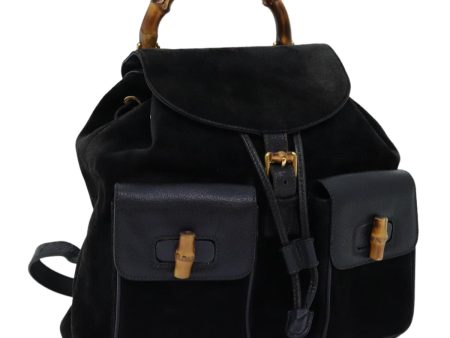 GUCCI Bamboo Backpack Suede Black 71825 For Cheap