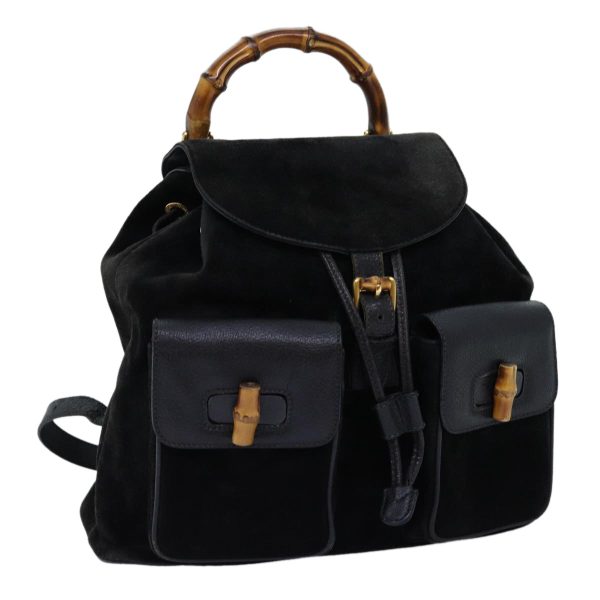 GUCCI Bamboo Backpack Suede Black 71825 For Cheap