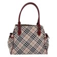 BURBERRY Nova Check Blue Label Hand Bag Nylon Beige Red SilverNew ti1926 Online now