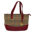 BURBERRY Nova Check Hand Bag Canvas Beige RedNew yk12895 on Sale