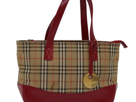 BURBERRY Nova Check Hand Bag Canvas Beige RedNew yk12895 on Sale