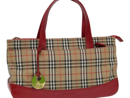 BURBERRY Nova Check Hand Bag Canvas Beige RedNew 87634 Hot on Sale