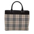 BURBERRY Nova Check Hand Bag Canvas Beige SilverNew ep5426 on Sale