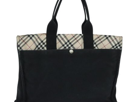 BURBERRY Nova Check Blue Label Hand Bag Canvas Black Beige SilverNew hs1690 Online Hot Sale