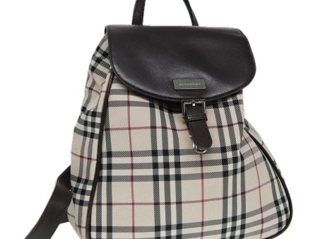 BURBERRY Nova Check Backpack Nylon Beige SilverNew ep5418 For Discount