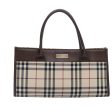 BURBERRY Nova Check Hand Bag Canvas Leather Beige Brown SilverNew yk15211 Cheap