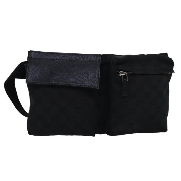 GUCCI GG Canvas Waist bag Black 28566 bs15213 For Sale