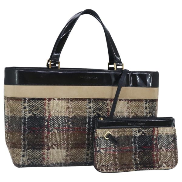 BURBERRY Hand Bag Wool Beige GoldNew bs19268 Cheap