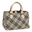 BURBERRY Nova Check Blue Label Hand Bag Nylon Gray BeigeNew ti1997 Sale