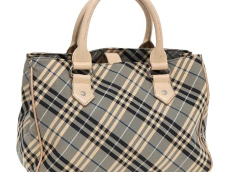 BURBERRY Nova Check Blue Label Hand Bag Nylon Gray BeigeNew ti1997 Sale