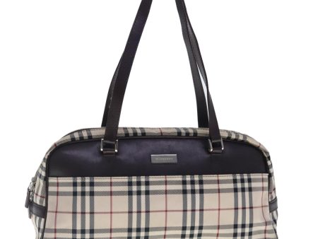 BURBERRY Nova Check Hand Bag Canvas Beige SilverNew 94411 Online Hot Sale