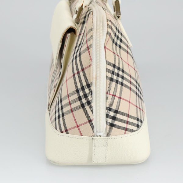 BURBERRY Nova Check Hand Bag Canvas Beige SilverNew 96953 Discount