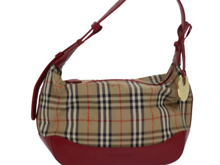 BURBERRY Nova Check Hand Bag Canvas Beige RedNew 81660 Sale