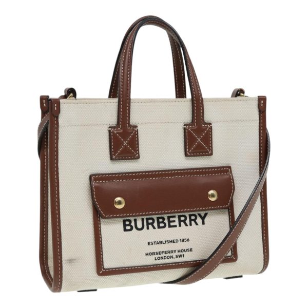 BURBERRY Hand Bag Canvas Leather BeigeNew yb635 Hot on Sale