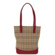 BURBERRY Nova Check Hand Bag Canvas Beige RedNew 77010 For Discount