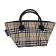 BURBERRY Nova Check Blue Label Hand Bag Nylon Beige SilverNew mr449 For Sale