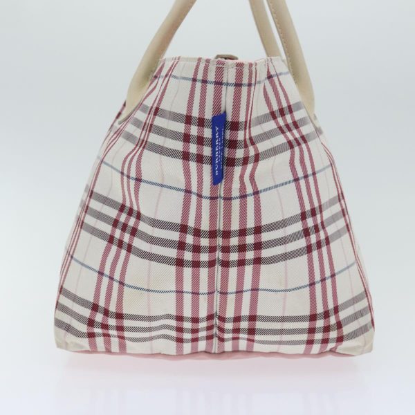 BURBERRY Nova Check Blue Label Hand Bag Canvas White RedNew bs18266 Sale