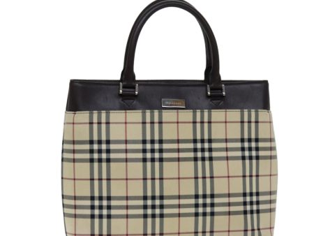 BURBERRY Nova Check Hand Bag Canvas BeigeNew 81654 For Sale