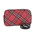 BURBERRY Nova Check Blue Label Hand Bag Nylon RedNew 80234 on Sale