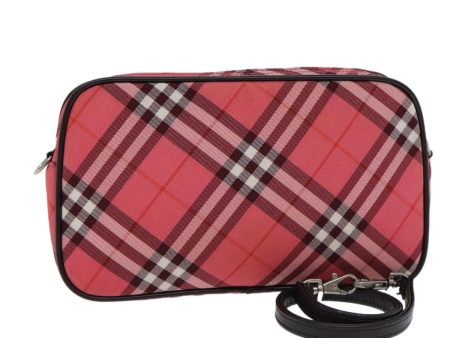 BURBERRY Nova Check Blue Label Hand Bag Nylon RedNew 80234 on Sale