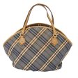 BURBERRY Nova Check Blue Label Hand Bag Canvas Blue SilverNew 88648 For Cheap