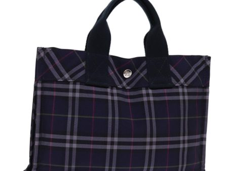 BURBERRY Nova Check Blue Label Hand Bag Nylon NavyNew kk237 on Sale