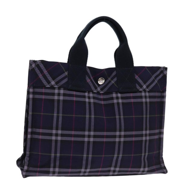 BURBERRY Nova Check Blue Label Hand Bag Nylon NavyNew kk237 on Sale