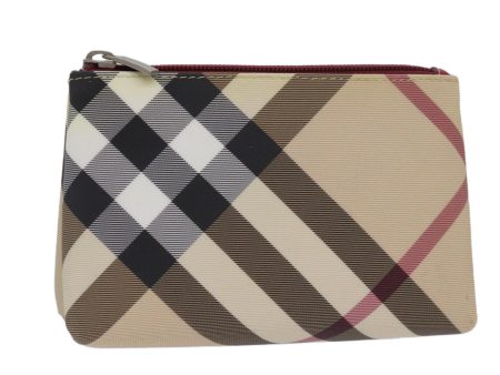 BURBERRY Nova Check Pouch PVC BeigeNew 80931 For Sale