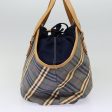 BURBERRY Nova Check Blue Label Hand Bag Canvas Blue SilverNew 88648 For Cheap