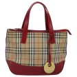 BURBERRY Nova Check Hand Bag Canvas Beige RedNew 96916 on Sale