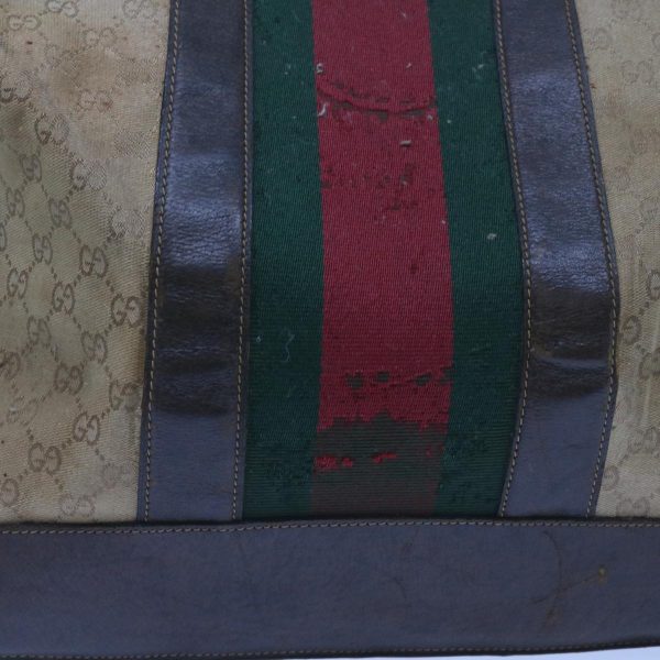 GUCCI GG Canvas Web Sherry Line Boston Bag Beige Red Green ti1555 For Discount