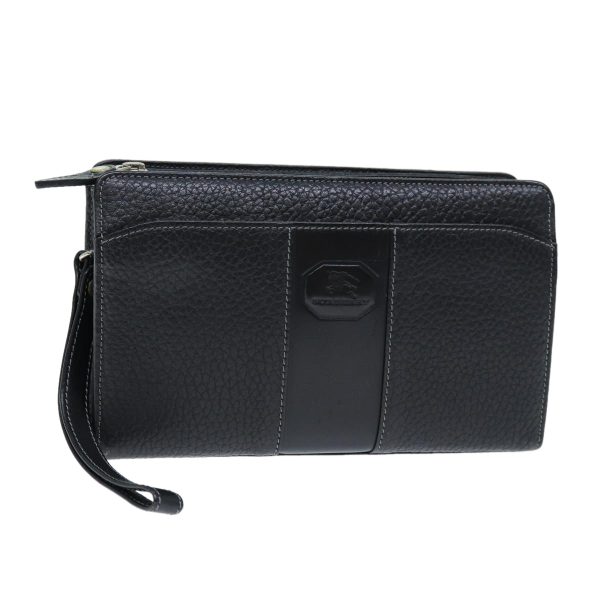 BURBERRY Clutch Bag Leather BlackNew bs14349 on Sale