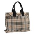 BURBERRY Nova Check Blue Label Hand Bag Nylon Beige SilverNew 88679 For Cheap