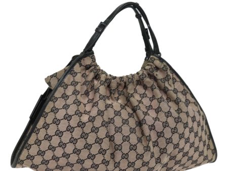 GUCCI GG Canvas Hand Bag Beige Black 76554 78779 Online Hot Sale