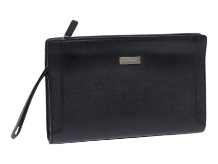 BURBERRY Clutch Bag Leather Black SilverNew bs17954 Cheap