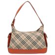 BURBERRY Nova Check Hand Bag Canvas Beige Orange SilverNew 96220 Cheap