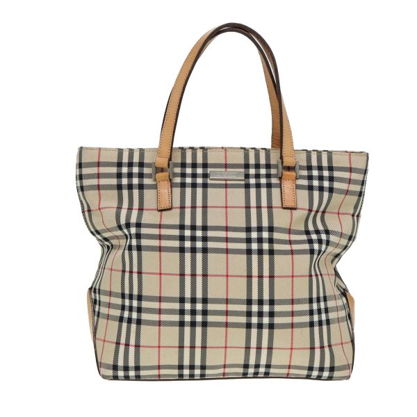 BURBERRY Nova Check Blue Label Hand Bag Canvas Beige SilverNew yk14310 Discount