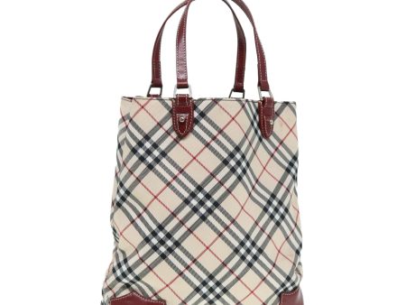 BURBERRY Nova Check Blue Label Hand Bag Nylon Beige RedNew ti1993 For Sale