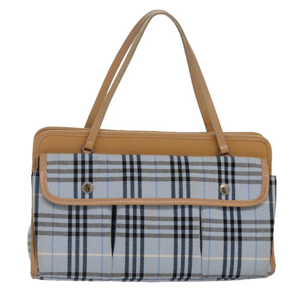 BURBERRY Nova Check Blue Label Hand Bag Canvas Light Blue BeigeNew 87639 Discount