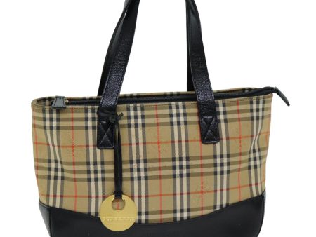 BURBERRY Nova Check Hand Bag Canvas BlackNew 77803 Discount