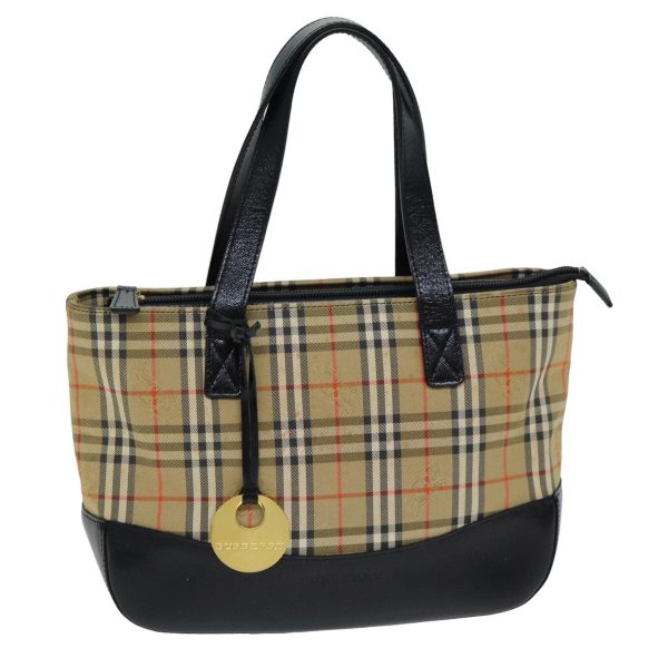 BURBERRY Nova Check Hand Bag Canvas BlackNew 77803 Discount