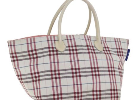 BURBERRY Nova Check Blue Label Hand Bag Canvas White RedNew bs18266 Sale