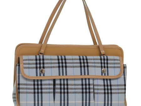 BURBERRY Nova Check Blue Label Hand Bag Canvas Light Blue BeigeNew 87639 Discount