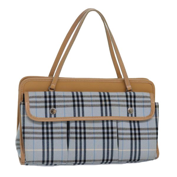 BURBERRY Nova Check Blue Label Hand Bag Canvas Light Blue BeigeNew 87639 Discount